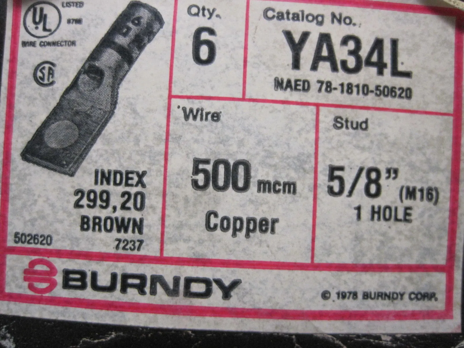 12 NEW BURNDY YA34L LUG