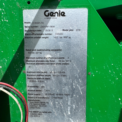 Used 2016 Genie Z-30/20N RJ Articulating Boom Lifts Florida US | Stack Equipment #1271270