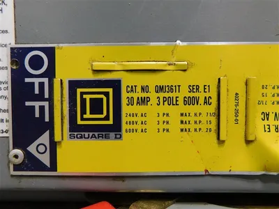 Square D QMJ361T Branch Switch Series E1 30A 600VAC 250VDC 20HP Used