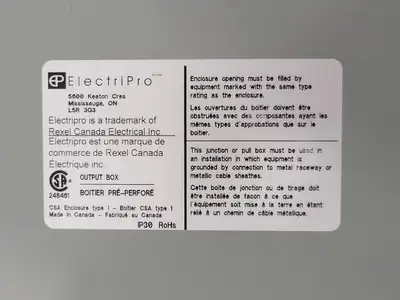 Used ELECTRIPRO _UNKNOWN_ Misc Electrical & Power Parts British Columbia CA | Lenmark #254232