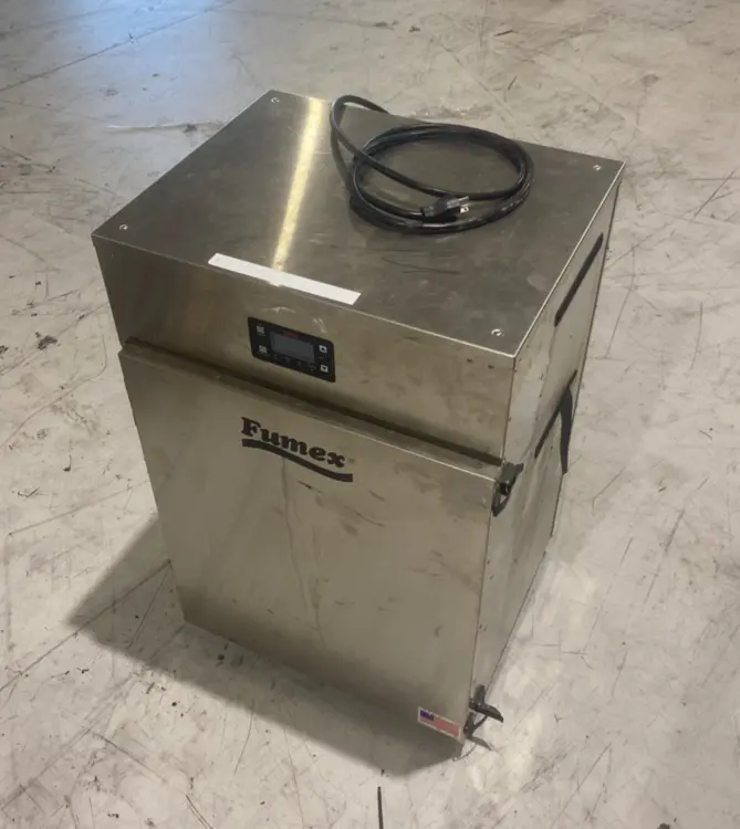 Used FUMEX AIR FILTRATION FUME EXTRACTOR UNIT USED FILTERS, MISSING ONE WHEE Fume Extractors | Maverick Industrial Sales #1107004