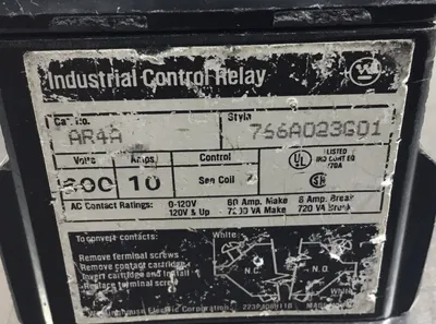 Westinghouse Industrial Control Relay 766A023G01 AR4A 600 Volts 10 Amps 4E-3