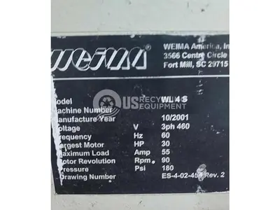 Used 2001 WEIMA WLK 4S SINGLE ROTER SHREDDER WITH GENERATOR Shredders Ohio US | US Recycling Equipment #1465921