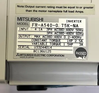 USED MITSUBISHI ELECTRIC FR-A540-0.75K-NA