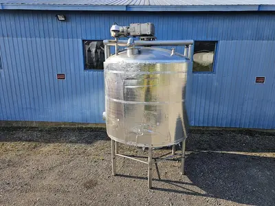 Used 1750 Gallon Tank, 304 Stainless Steel, With Sweep Agitation, Electrically Heated