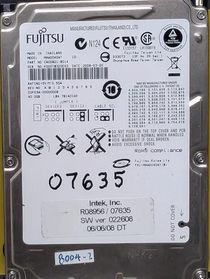Fujitsu / Intek MHW2040AT 40.0 GB PATA Hard Drive with Mount R08956 / 07635 Used