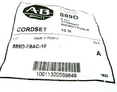 NEW ALLEN BRADLEY 889D-F8AC-10 8 PIN FEMALE CORDSET 889DF8AC10
