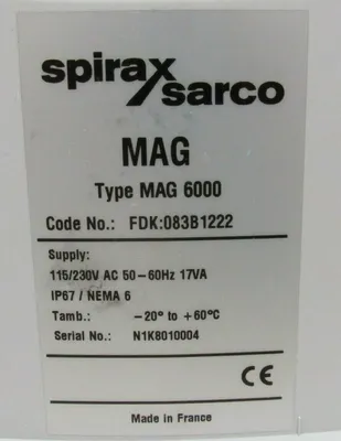 NEW SPIRAX SARCO MAG 6000 FDK-083B1222 FLOW METER TRANSMITTER MAG6000