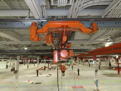 Cleveland Tramrail P&H 1 Ton Single Girder Underhung Bridge Crane 21' 8" Span