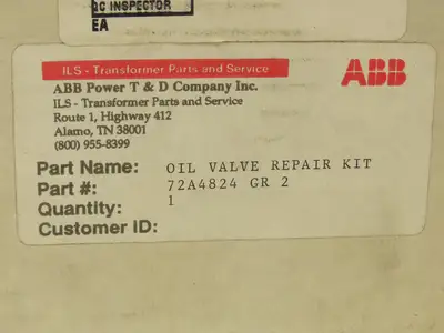 ABB Power T & D Co 72A4824 GR 2 Oil Valve Seal Repair Kit 	5-5/8" Diameter
