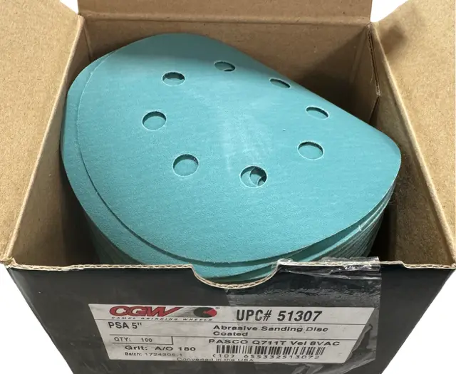 CGW 5" Hook & Loop Sanding Discs 180 Grit 8 Hole Aluminum Oxide 100 Pack