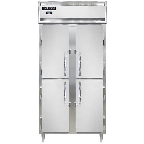 Continental D2RSENHD 36 1/4" Two Section Reach In Refrigerator, (4) Left/right Hinge Solid Doors, Top Compressor, 115v