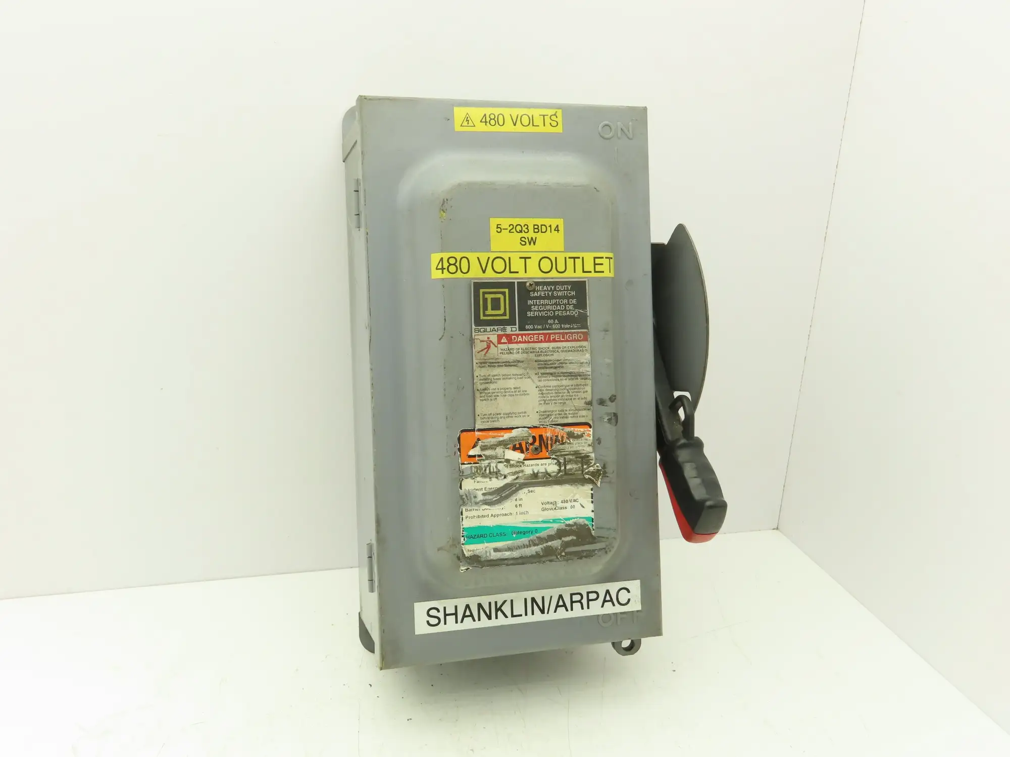Square D HU362 Safety Disconnect Switch 60A 600VAC 3Pole Non Fused Ser F1