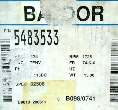 NEW BALDOR 5483533 MOTOR 1725 R.P.M. 74-K-O FRAME