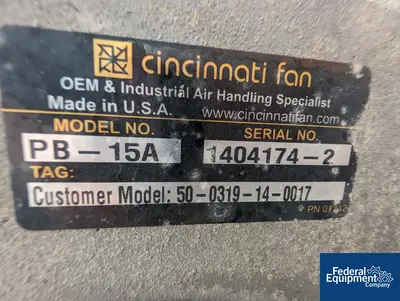 USED United Air Specialists, Inc. 510 Sq Ft United Air Specialist Dust Collector, Model SFC2L-2