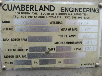 CUMBERLAND X1400 Reprocessing Equipment, Granulators | Mark One Machinery (11)