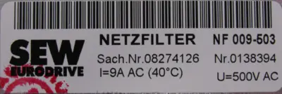 NEW SEW EURODRIVE HLD110-500/8 RADIO INTERFACE SUPPRESSION FILTER HLD1105008