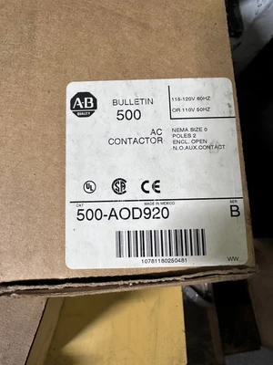 ALLEN BRADLEY 500-A0D92 #SIZE0 AC CONTACTOR
