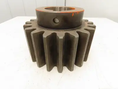 Large Steel Pinion Spur Gear 20-Tooth 4.5" Keyed Bore Hub 11" OD