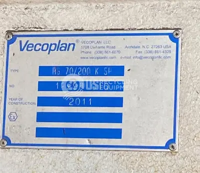 USED 2011 VECOPLAN RG70/200K SP SINGLE SHAFT