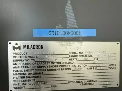 2021 MILACRON FANUC ALPHA-S150iB ROBOSHOT Injection Molding Horizontal/Vertical | Machinery Network (14)