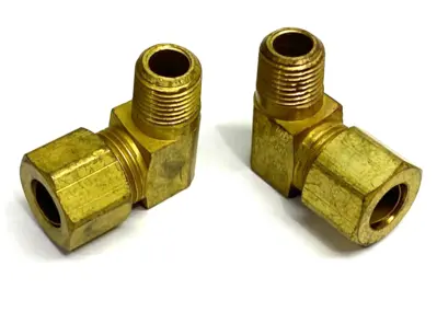 None | Brass Elbow Compression Fitting 8mm OD Tube to 7/16-20 NPT Male Thread LOT OF 2 - New Other