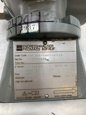 Endress+Hauser 63F S08-AAWOOA25B1A Flow Meter