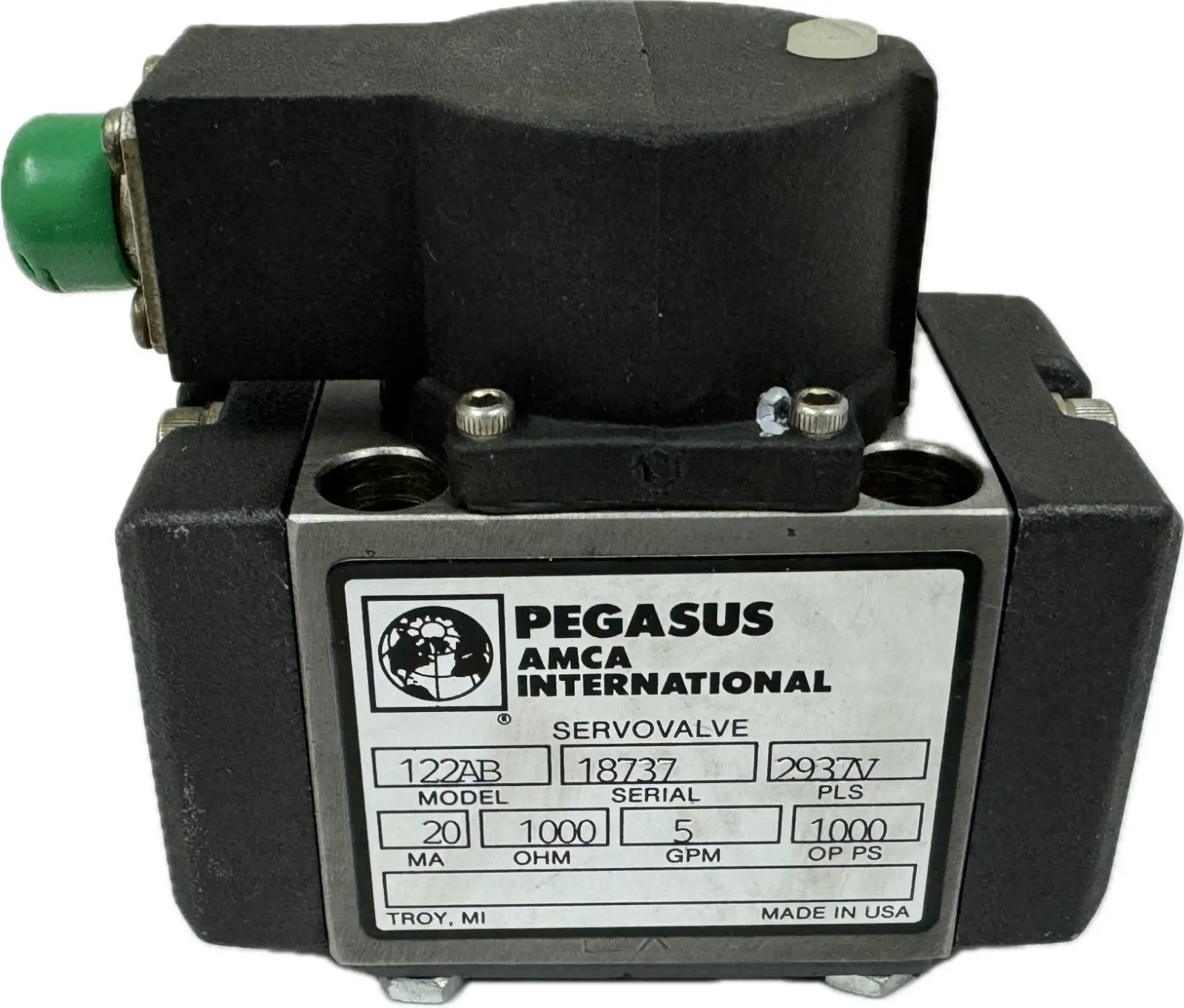 NEW PEGASUS AMCA 122AB SERVO VALVE 5GPM 20MA 1000 OHM