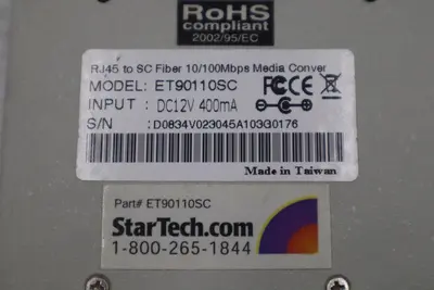 StarTech 10/100 Mbps Fiber to Ethernet Converter #ET90110SC STOCK K-169C 65030846240