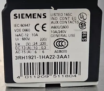 Used Siemens 3RT1034-1Q PLC Contactors South Carolina US | Palmetto Automation #1160065