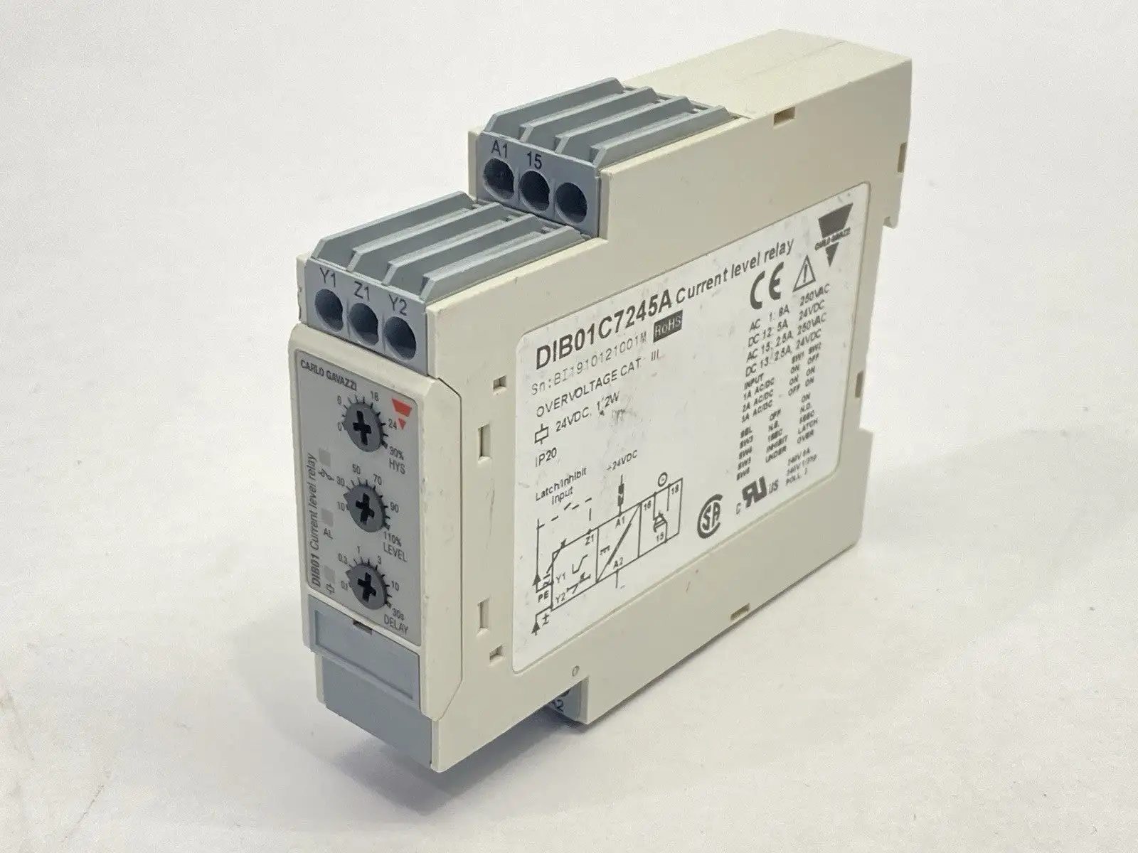 DIB01C7245A | Carlo Gavazzi  Current Level Relay 0.1-5A - Used