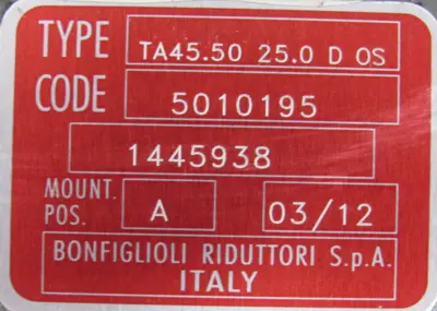 NEW BONFIGLIOLI TA45.50-25.0-D-0S SHAFT MOUNTED GEARBOX 5010195 TA4550250D0S