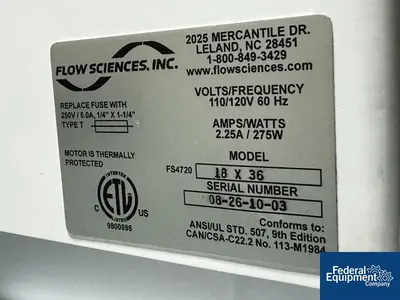 USED Flow Sciences, Inc. 90" Flow Sciences HEPA Hood, Model# FSCQ03223