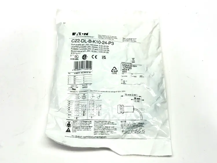 New | in-Stock Eaton RQM Illuminated Compact Momentary Pushbutton Blue 24V Relays & Switches Michigan US | Maverick Industrial Sales #1392782