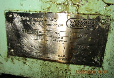 (2) Westfalia OSC 4-02-066 lube oil purifiers, SS.