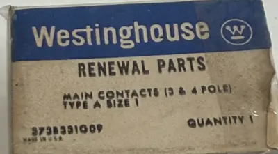 NEW WESTINGHOUSE 373B331G09 RENEWAL PARTS MAIN CONTACTS TYPE A SIZE 1
