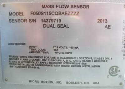 NEW Micro Motion F050S115CQBAEZZZZ