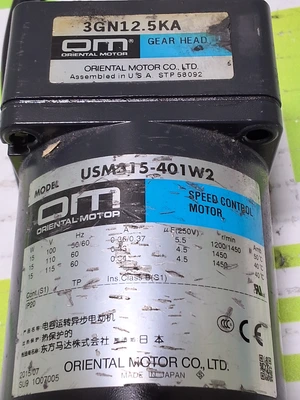 ORIENTAL MOTOR CO. USM315-401W2 SPEED CONTROL MOTOR WITH 3GN12.5KA GEAR HEAD