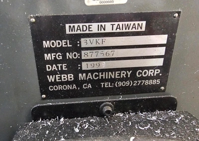 1999 WEBB 3VKF MILLING MACHINES, VERTICAL, CNC | Wheeler Machinery Sales (2)