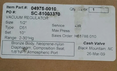 NEW Cash Valve D51