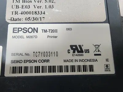 Used EPSON Used EPSON TM-T20II M267D Printer works with Toast POS Thermal Printers Illinois US | Falcon Restaurant Supply #1376701