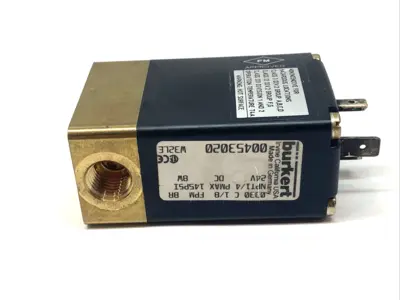 Used Burkert General Purpose Valve 1/4 NPT 145psi MAX 24VDC 8W Pump & Valve Parts Michigan US | Maverick Industrial Sales #1402946