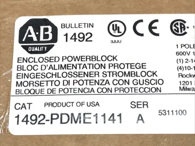 New | in-Stock Allen-Bradley Enclosed Powerblock Ser. A 600V 115A 1-Pole BOX OF 3 Terminal Blocks Michigan US | Maverick Industrial Sales #1407070