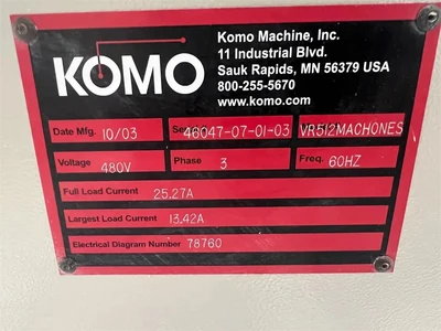 Used 2003 KOMO VR-512 MACH ONE S CNC Routers California US | MachineryMax #1329036