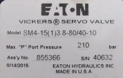 REFURBISHED EATON 855366 SERVO VALVE SM4-15(1)3.8-80/40-10