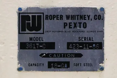 ROPER WHITNEY (PEXTO) MODEL 3617-C  Power Beading (Combination) Machine