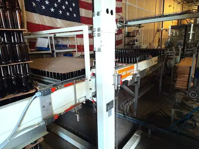 Complete KOSME Bottling Line Includes Depalletizer, Barifill Glass Filler & Flexa Labeler