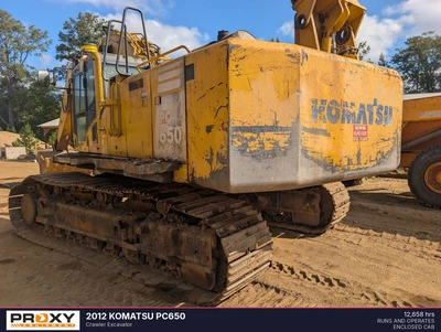 Used 2012 KOMATSU PC650 Crawler Excavators Alabama US | Proxy Equipment #1539942