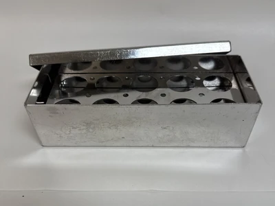 Laboratory Stainless Steel Box Centrifuge Syringe Holding Rack 9.5x3.75x2.5"