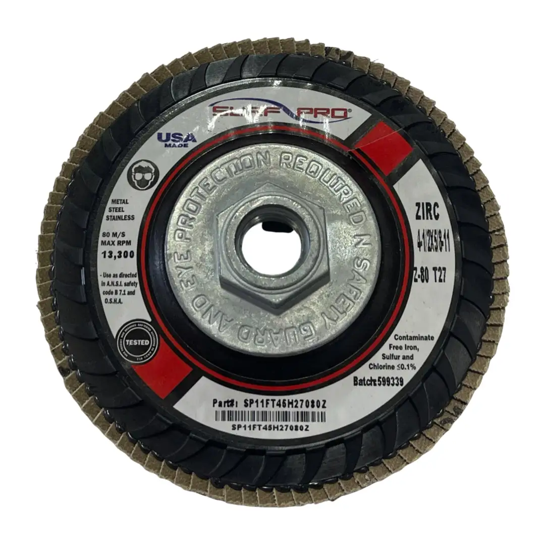 Surf-Pro 4-1/2" x 5/8-11 Flap Wheel Disc Zirconia Type 27 80 Grit 10pk USA